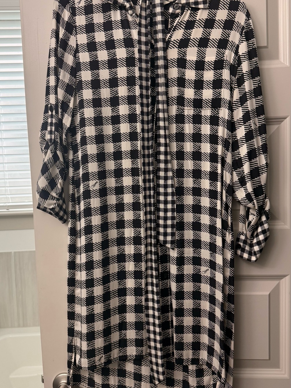 Diane Von Furstenberg Black and White Gingham Midi Dress